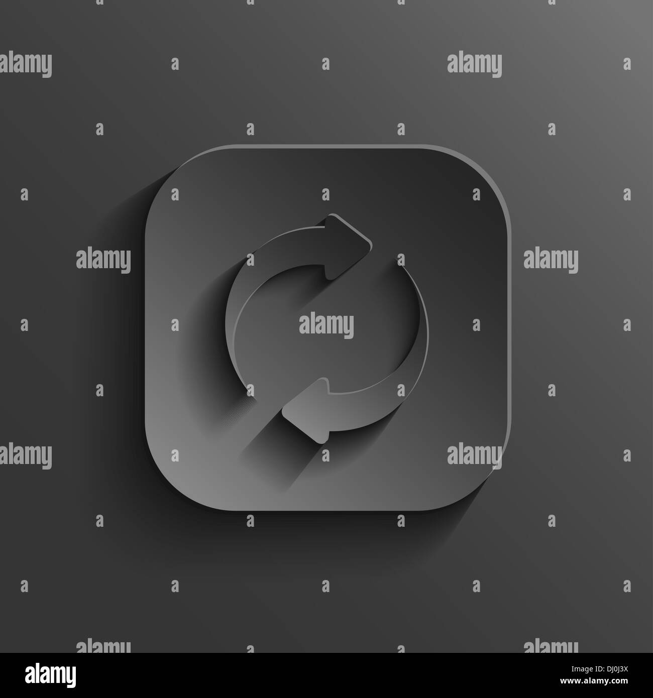 Icône Actualiser - noir bouton app avec ombre Banque D'Images