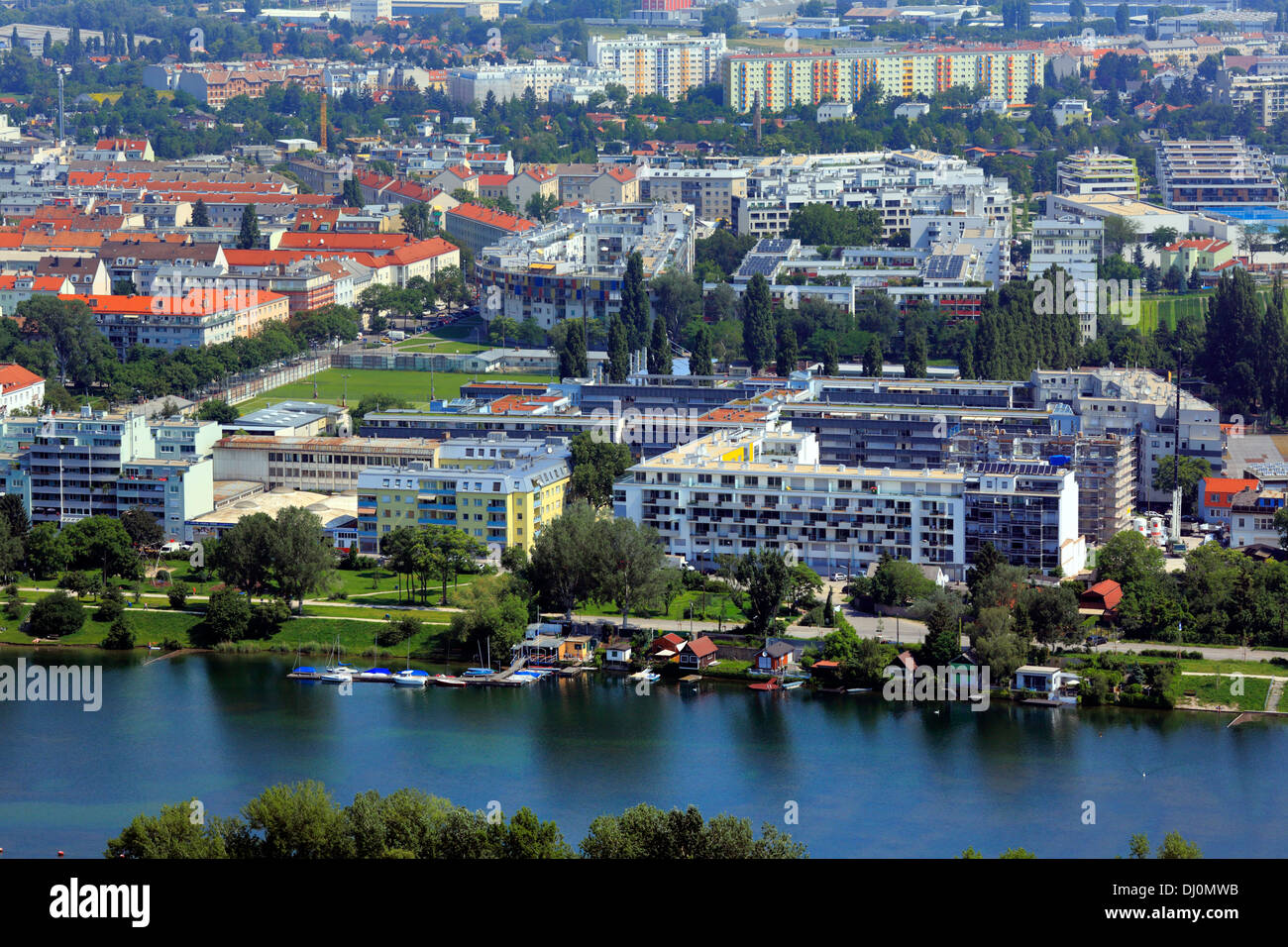 Cityscape vu de Donauturm (Tour du Danube), Vienne, Autriche Banque D'Images