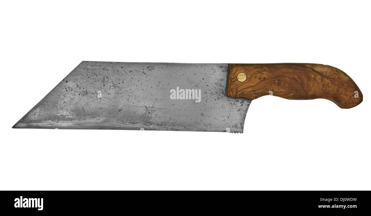 Fait main vintage couteau hachoir légumes isolé avec clipping path Banque D'Images