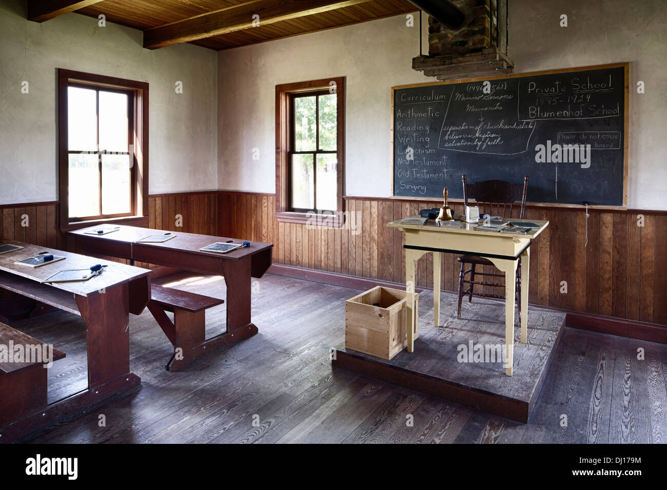 Une chambre de l'école Mennonite Heritage Village Mennonite ; Steinbach, Manitoba, Canada Banque D'Images
