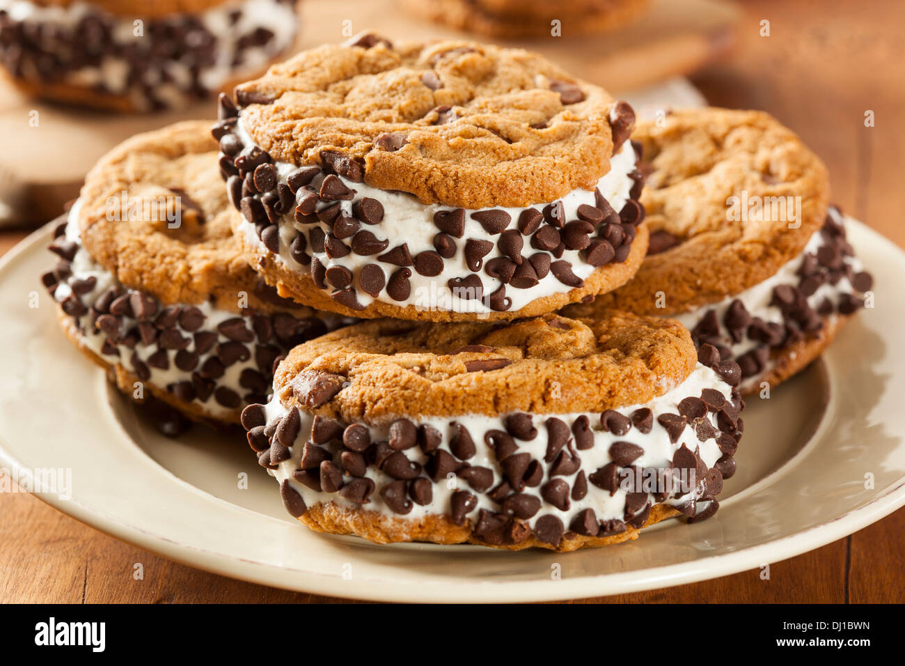 Biscuit au chocolat maison Ice Cream Sandiwch Banque D'Images