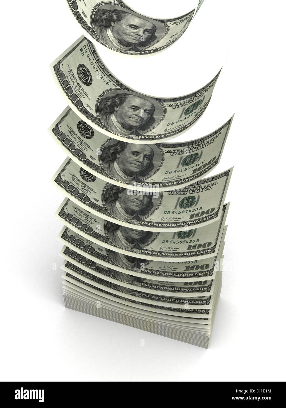 Pile de Dollar (isolated with clipping path) Banque D'Images