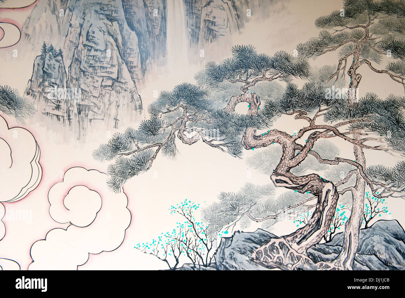La peinture de paysage chinois classique de la nature Banque D'Images