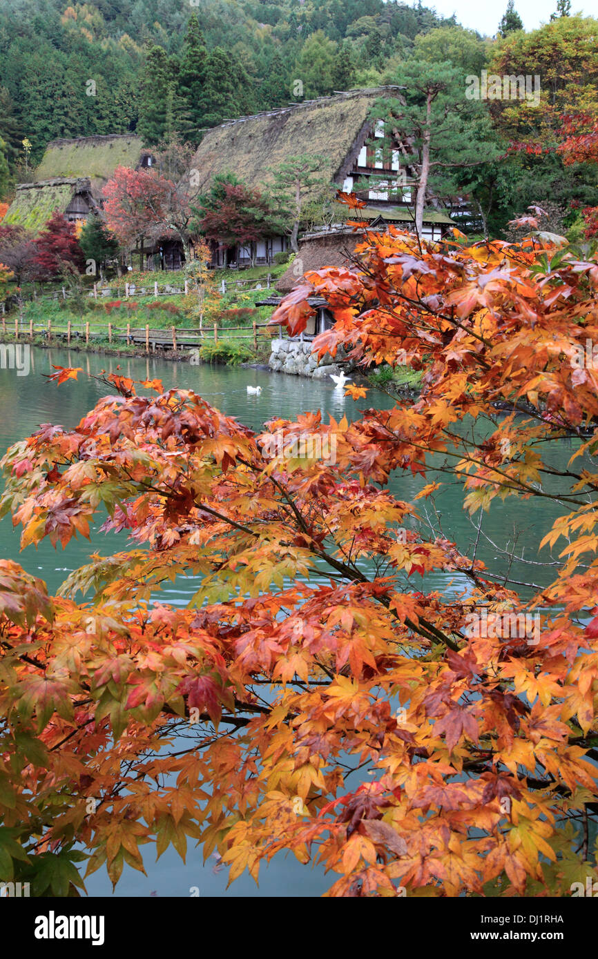 Le Japon, Hida, Takayama, l'établissement Hida no Sato, vieilles fermes, Banque D'Images