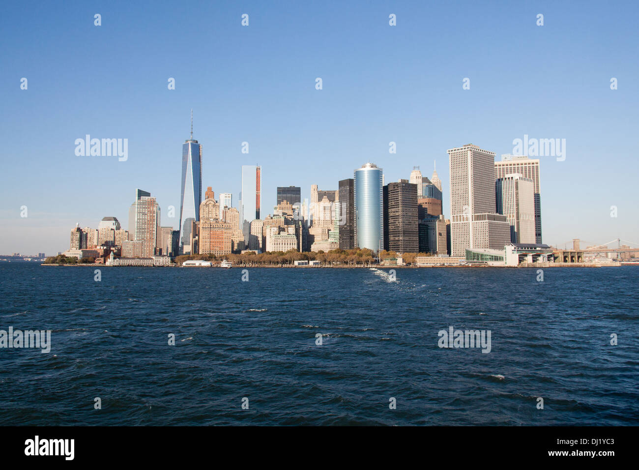Photographié à partir de la Manhattan Staten Island Ferry, New York, États-Unis d'Amérique. Banque D'Images