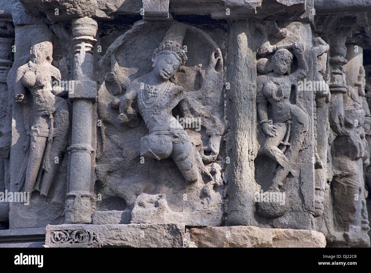 Shiv Mandir, Ambarnath, Maharashtra, Inde. Gajantaka Shiva. Banque D'Images
