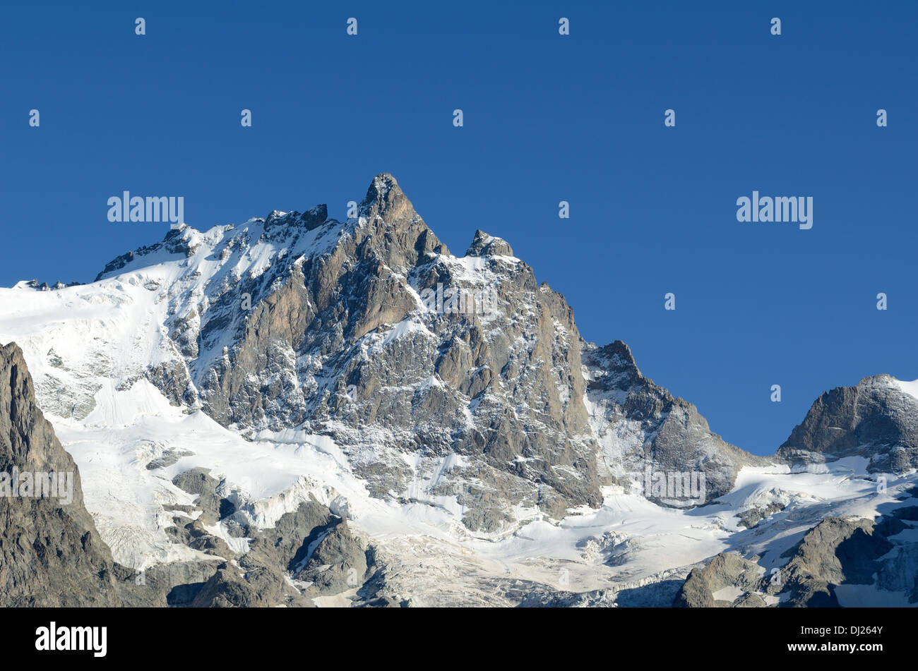 Pic de La Meije et des glaciers du parc national des Écrins Hautes-Alpes Alpes France Banque D'Images