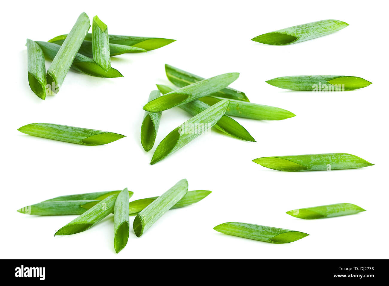 Oignon vert haché herbes set on white Banque D'Images
