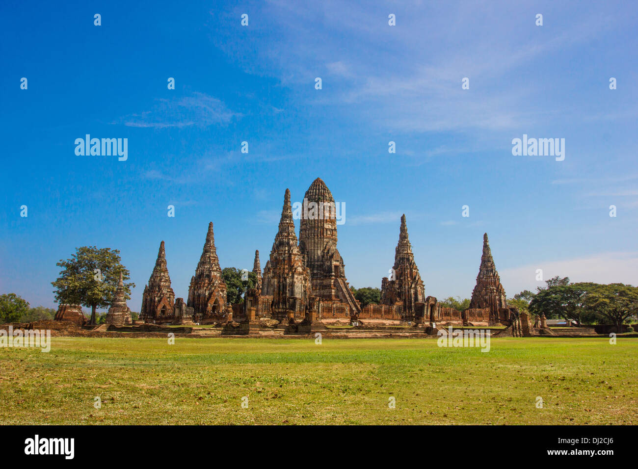 Wat Chaiwatthanaram Tem,ple d'Ayutthaya, Thaïlande Historique Banque D'Images