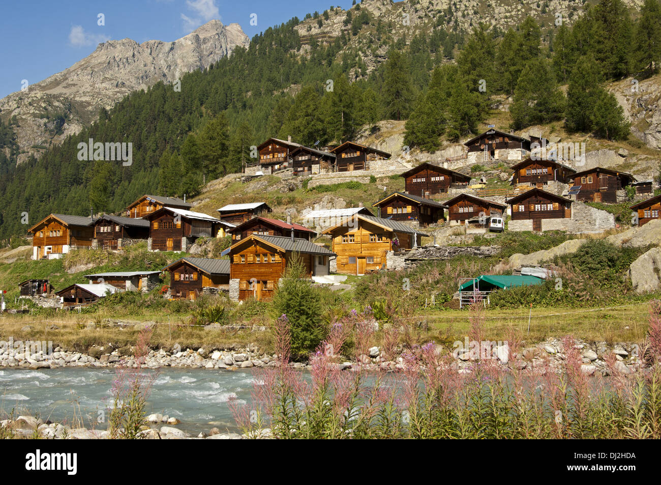 Hameau Gletscherstafel, Valais, Suisse Banque D'Images