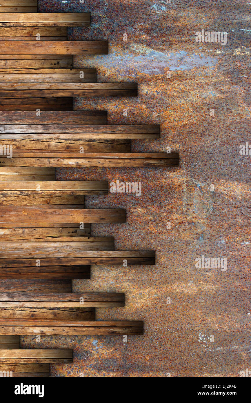 Les planches de bois texturé montage conception de plancher formant sur surface grunge Banque D'Images