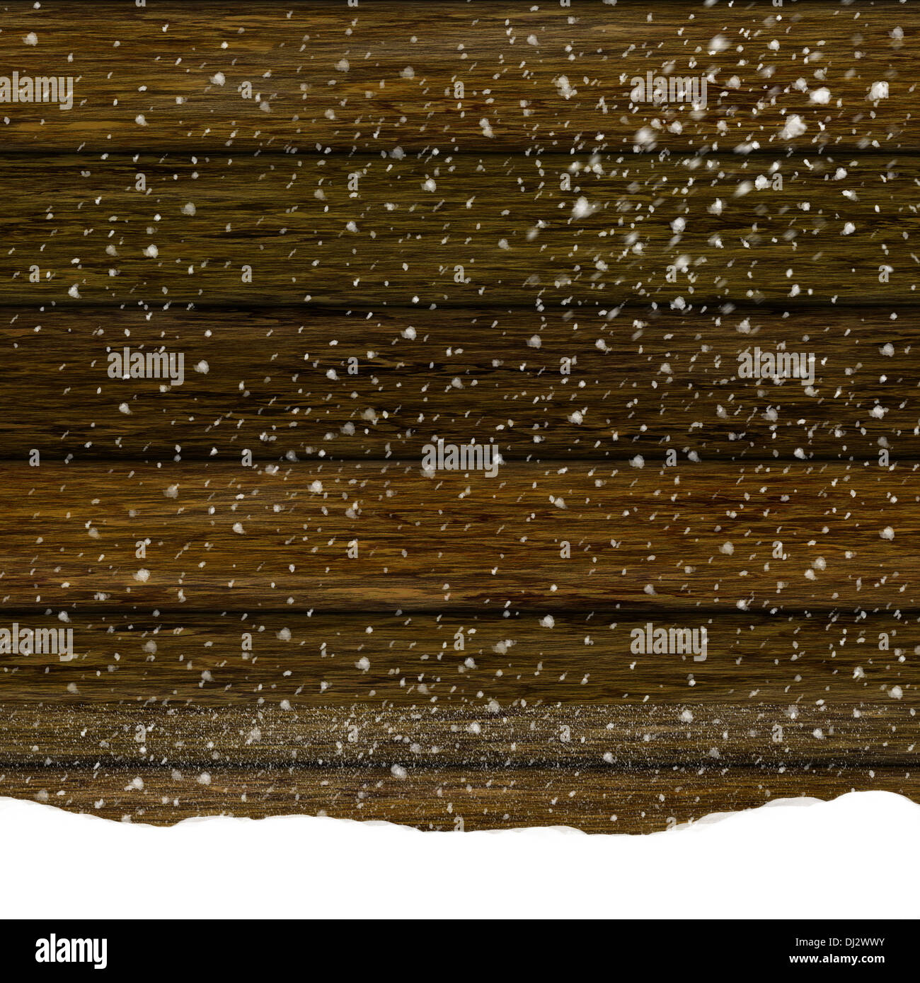 Dans la neige fond texture bois Banque D'Images