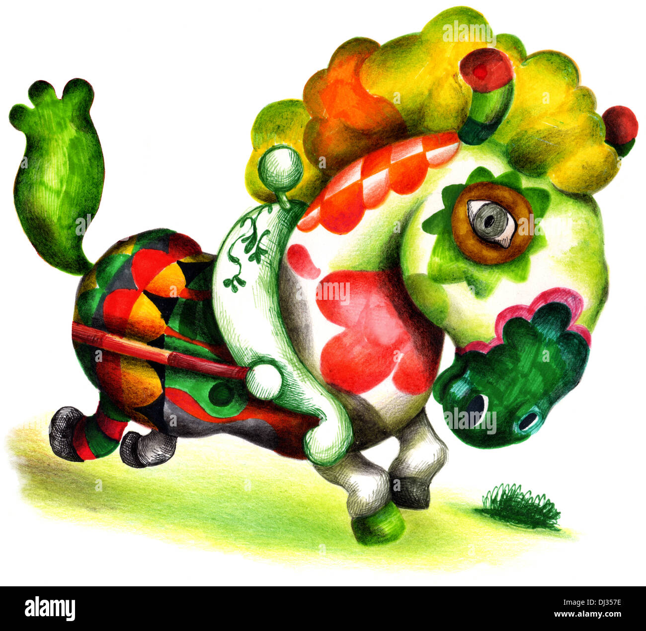 Illustration de cheval carrousel colorés sur fond blanc Banque D'Images