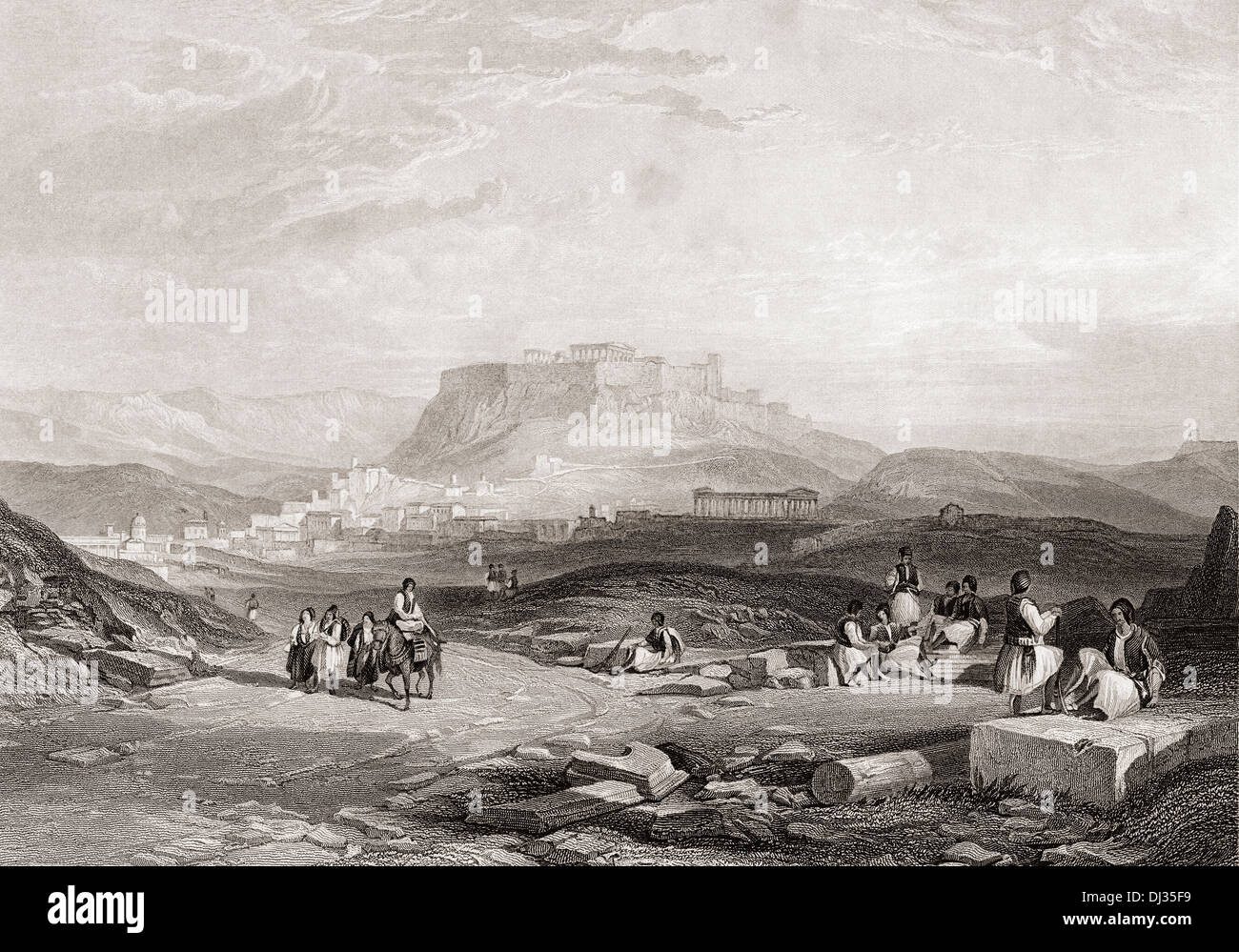 Athènes, Grèce, à partir d'une gravure du xixe siècle. Banque D'Images