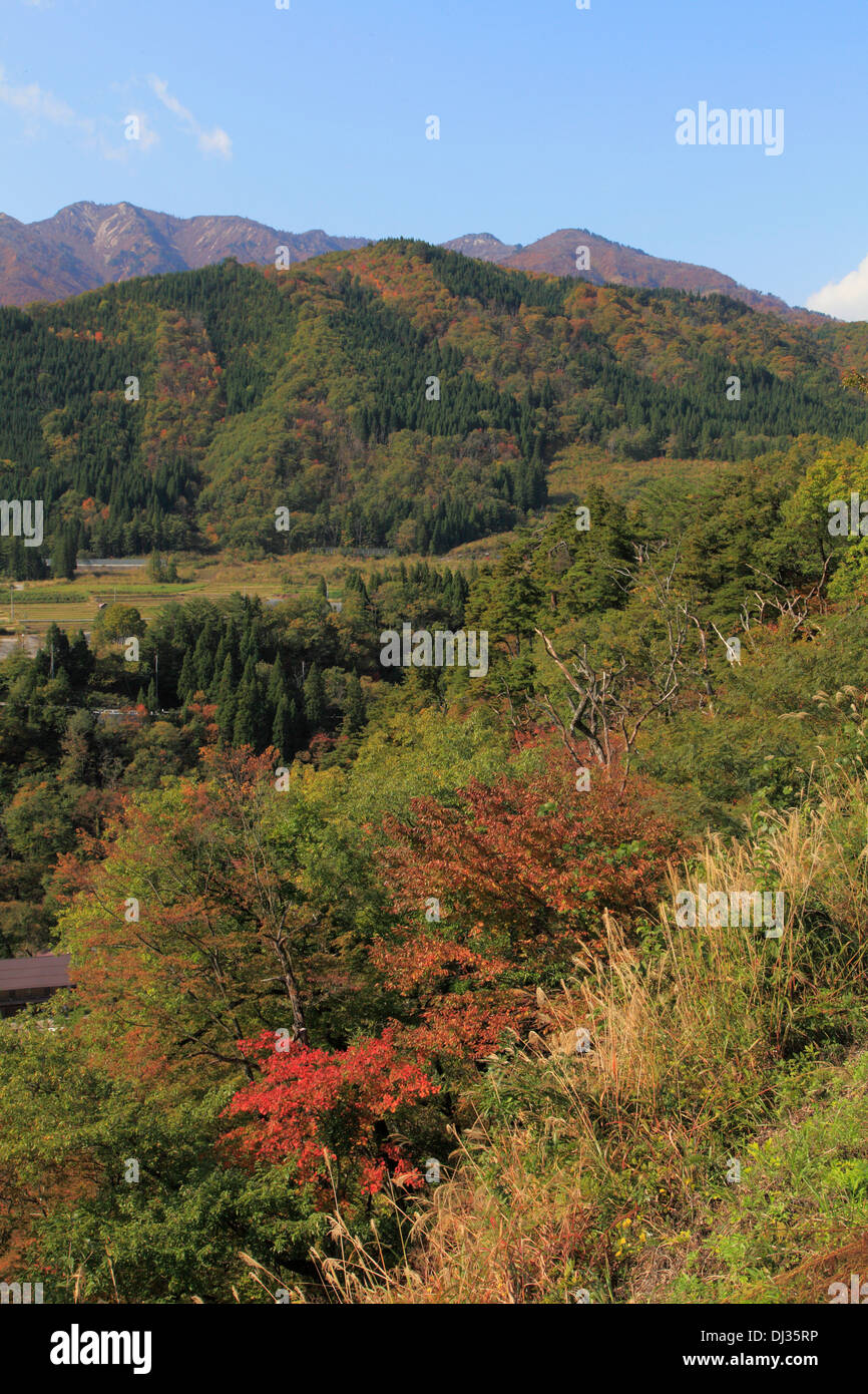 Le Japon, Hida, Shirakawa-go, les Alpes japonaises, paysage, Banque D'Images