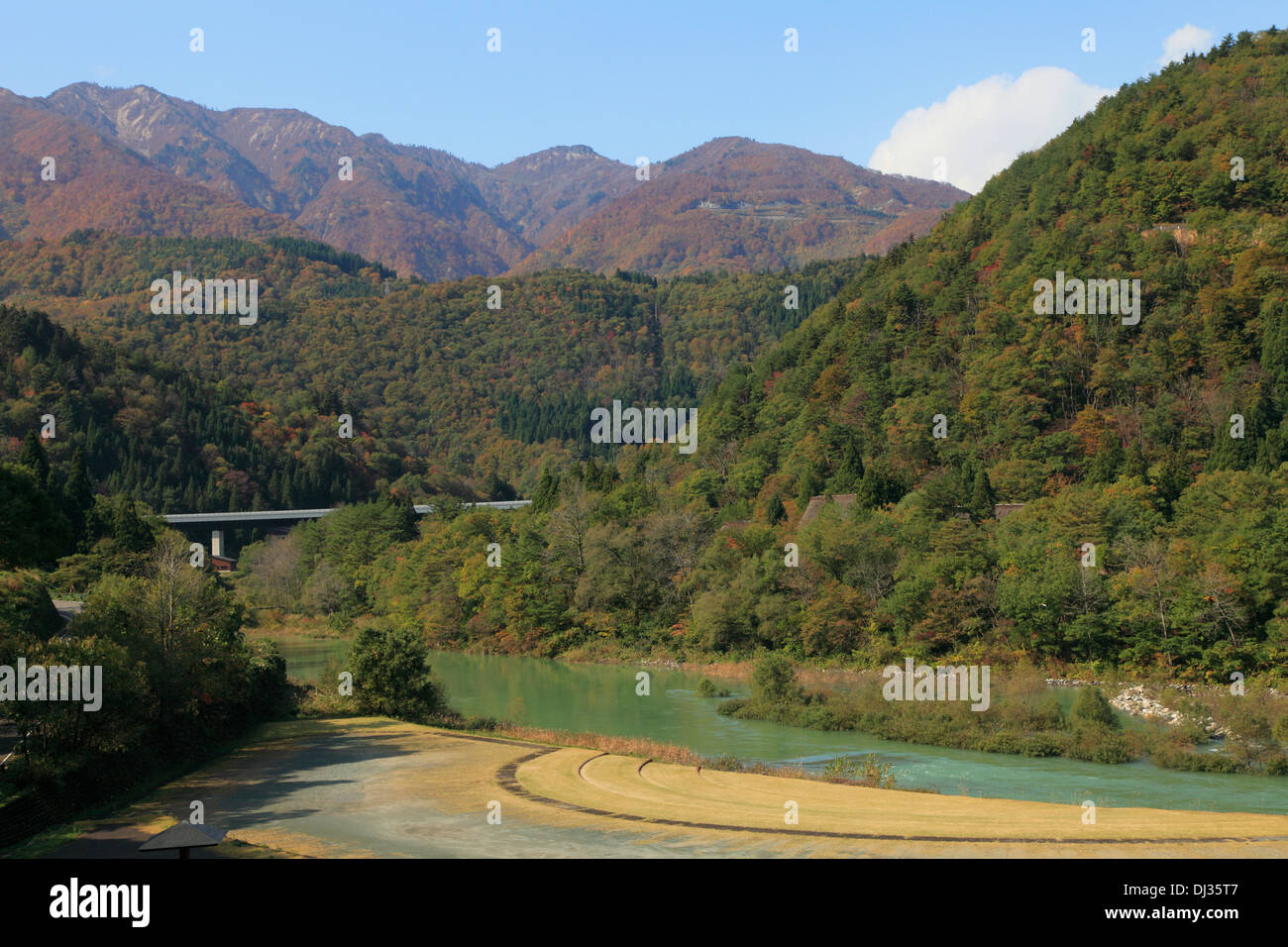 Le Japon, Hida, Shirakawa-go, les Alpes japonaises, paysage, Banque D'Images