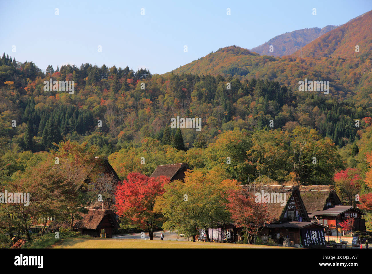Le Japon, Hida, Shirakawa-go, Ogimachi, village, paysage, Banque D'Images