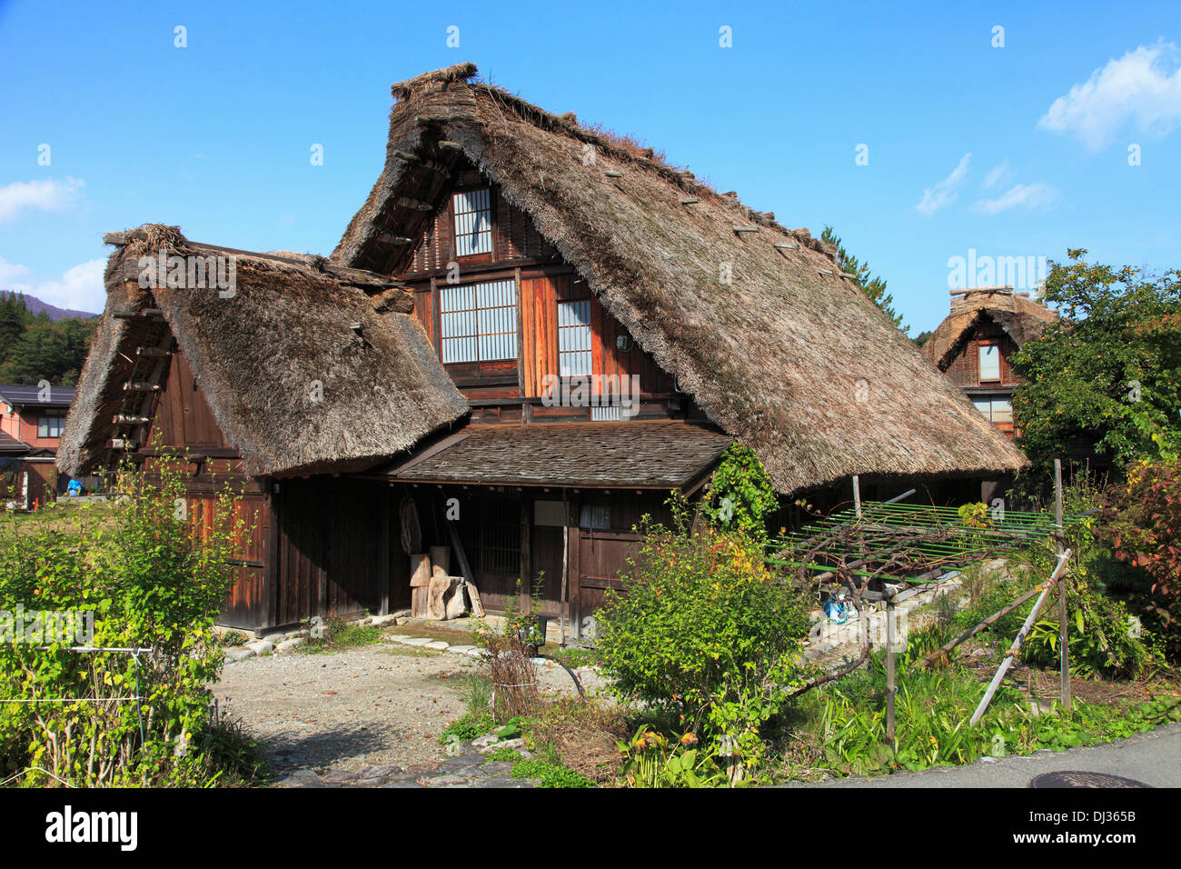 Le Japon, Hida, Shirakawa-go, Ogimachi, Gassho-zukuri, maison traditionnelle, Banque D'Images