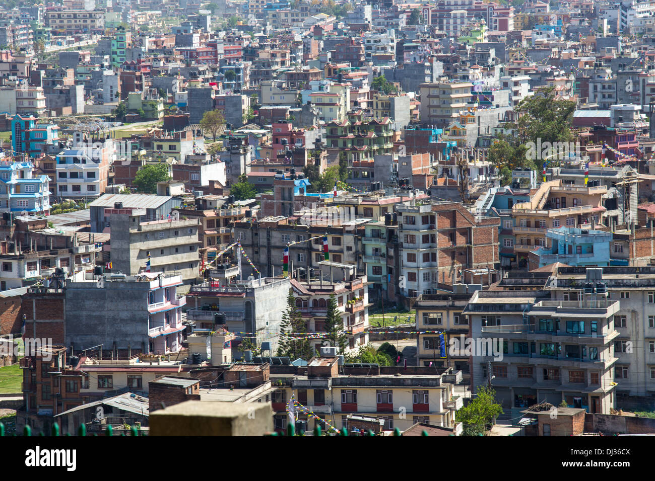 L'étalement urbain dans la région de Katmandou, Népal Banque D'Images