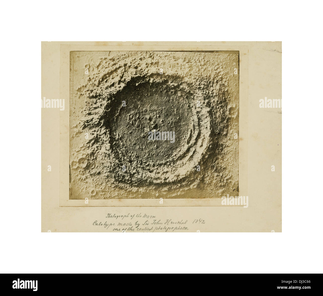 Au début historique Calotype photographie de la lune par Sir John Herschel 1842 Banque D'Images