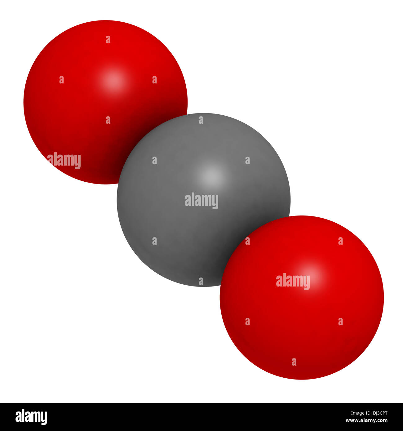 Le dioxyde de carbone (CO2), la structure chimique. Les atomes sont représentés comme des sphères avec codage couleur classiques Banque D'Images