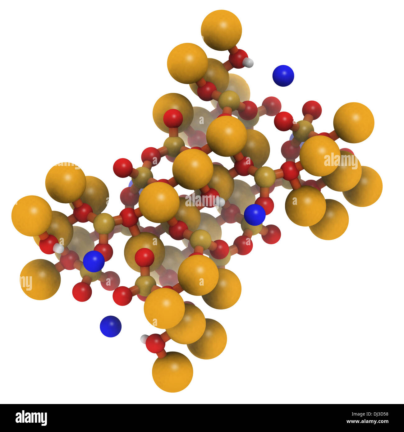 L'actinolite amiante, structure cristalline. La forme fibreuse de ce minéral est un type d'amiante utilisé dans les matériaux de construction. Banque D'Images