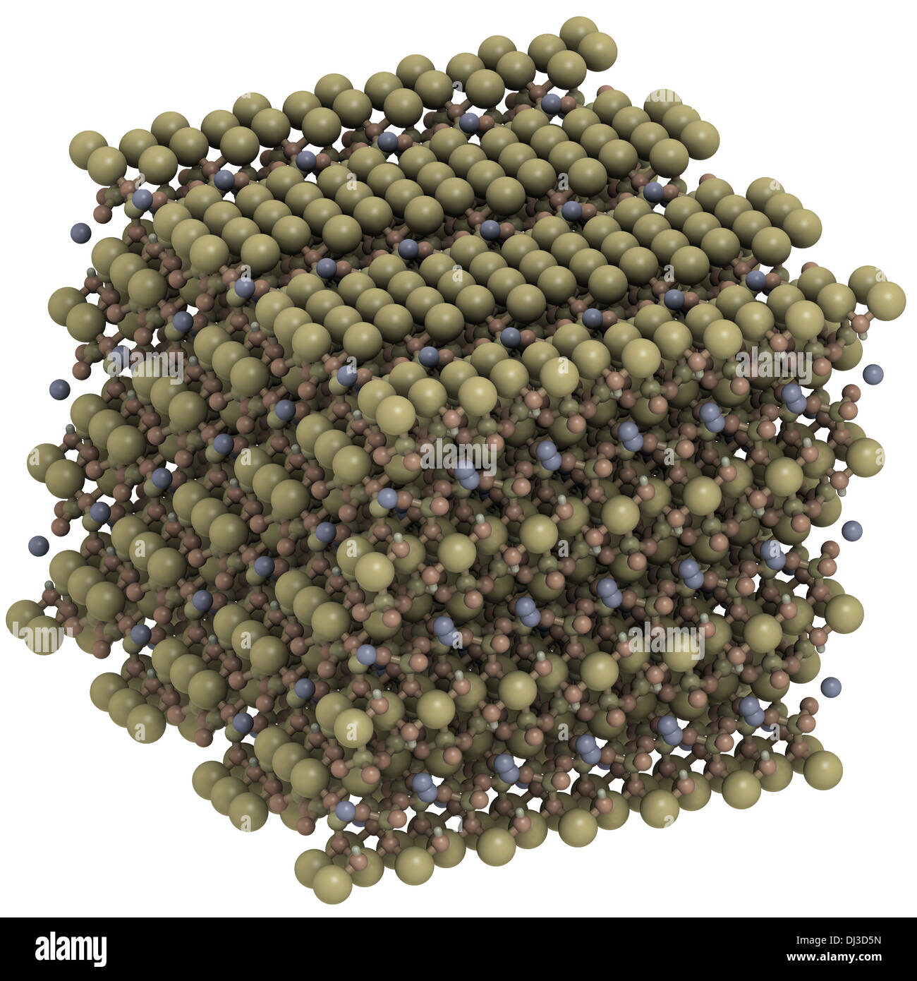 L'actinolite amiante, structure cristalline. La forme fibreuse de ce minéral est un type d'amiante utilisé dans les matériaux de construction. Banque D'Images