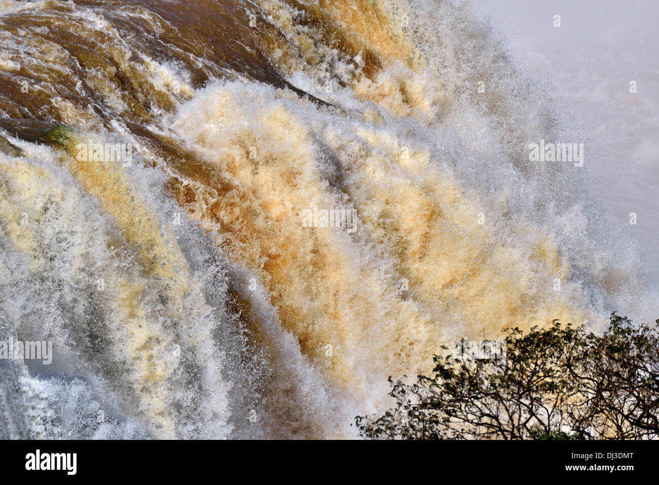 Le Brésil, le Parc National d'Iguaçu : Roaring eaux des chutes d'Iguaçu après de fortes chutes de pluie Banque D'Images