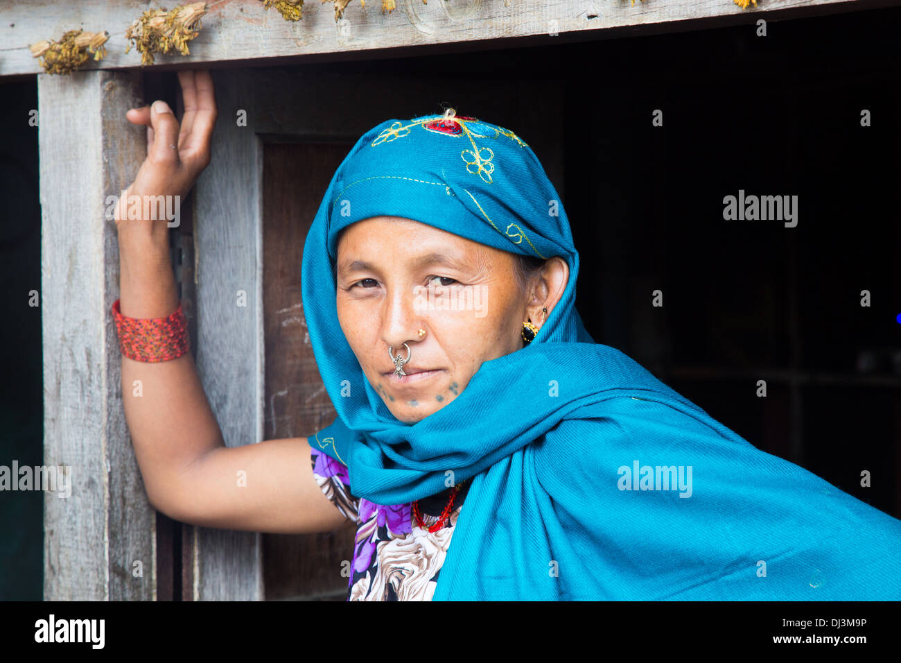 Femme népalaise à Katmandou, Népal Banque D'Images