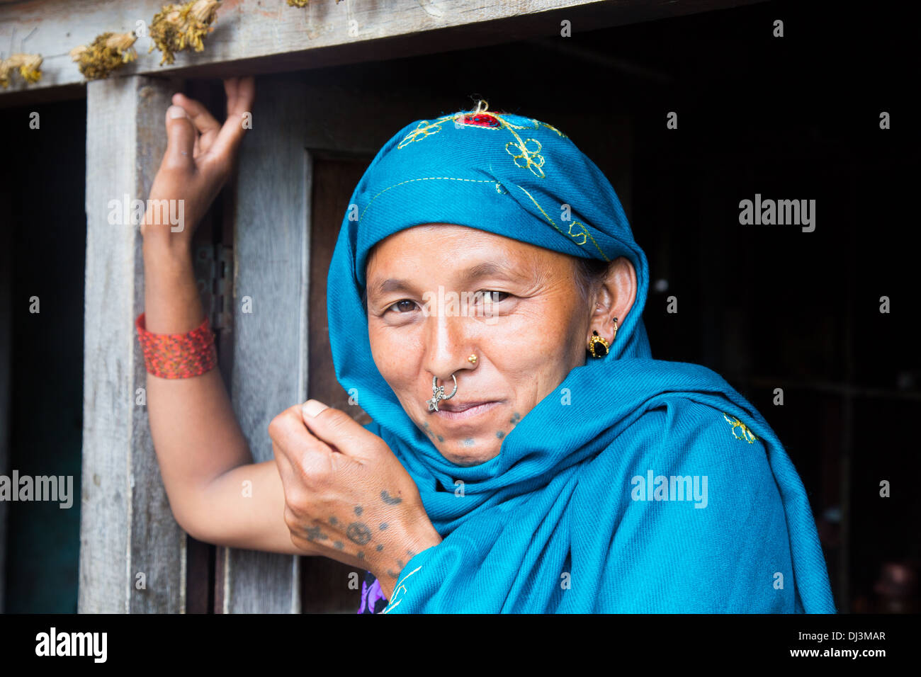 Femme népalaise à Katmandou, Népal Banque D'Images