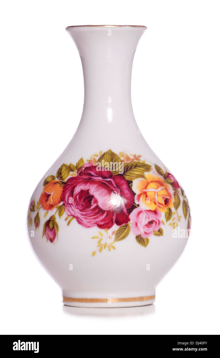 Vintage vase floral blanc dentelle Banque D'Images