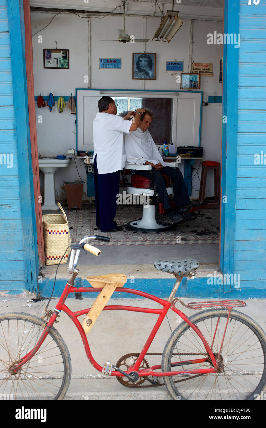 Salon de coiffure à Gibara, Cuba Banque D'Images