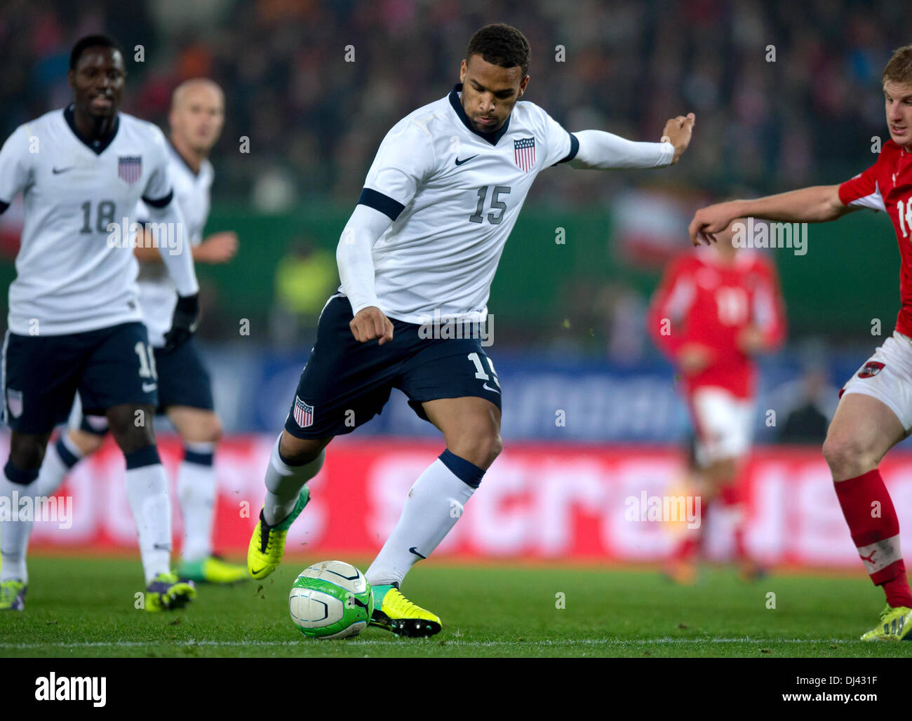 Vienne, Autriche. 19 nov., 2013. USA's Terrence Boyd en action au cours de l'international match amical de football entre l'Autriche et les États-Unis en stade Ernst-Happel de Vienne, Autriche, 19 novembre 2013. Photo : Thomas Eisenhuth/DPA - PAS DE SERVICE DE FIL/dpa/Alamy Live News Banque D'Images