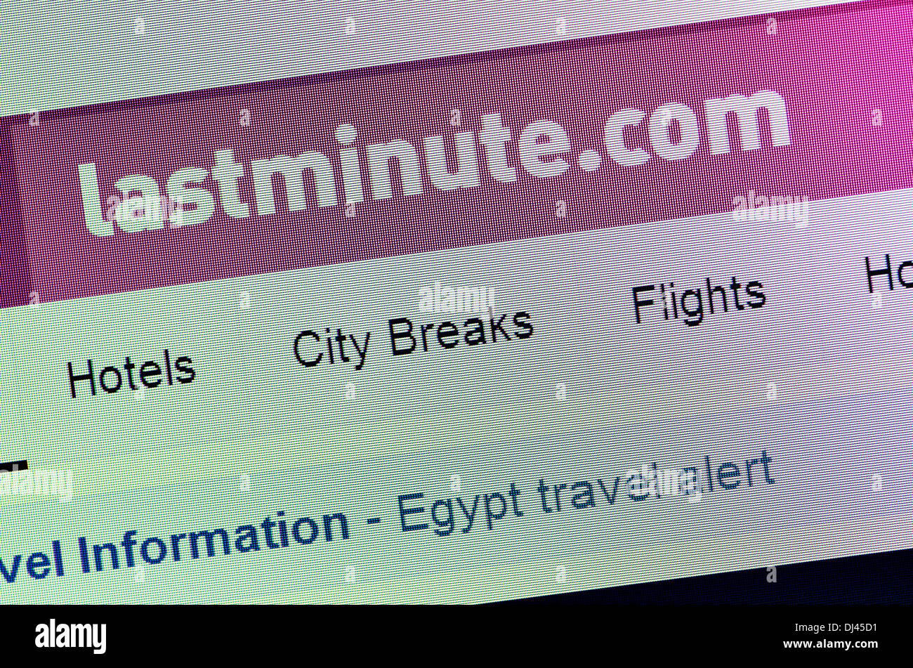 Ordinateur d'écran - lastminute.com Banque D'Images