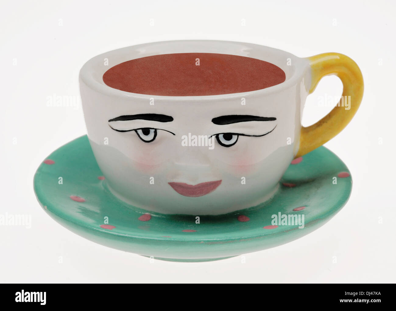 Chine/céramique tasse de thé avec visage souriant. Banque D'Images