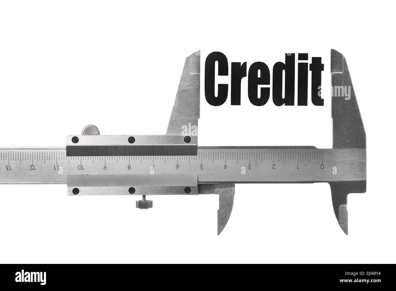 Gros plan d'une mesure de l'étrier le mot 'Credit' Banque D'Images