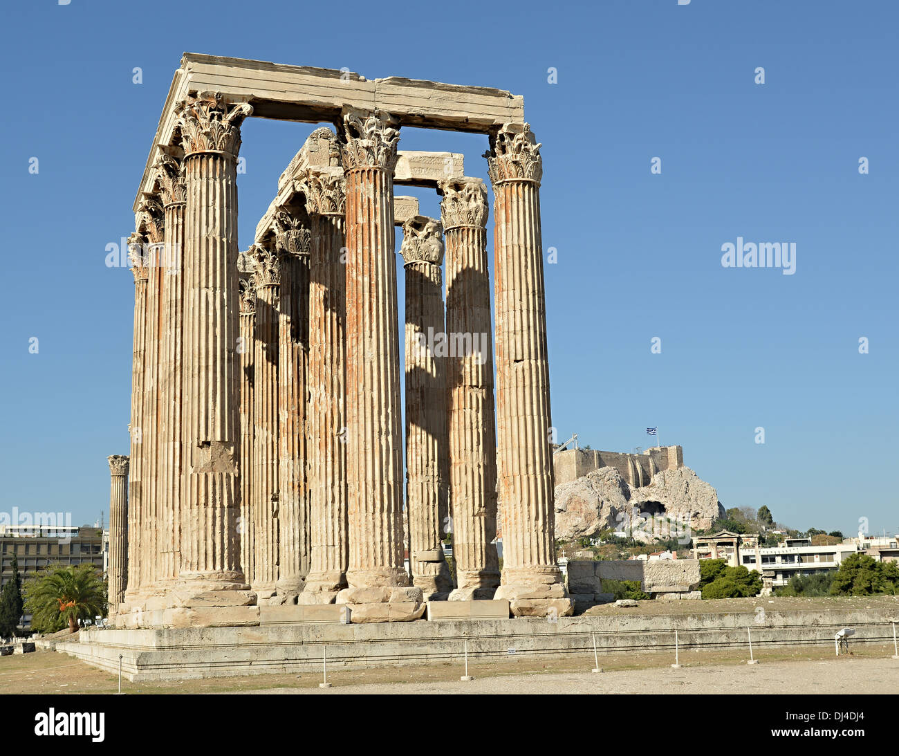 Le plus grand temple du Zeus Olympien dans le centre historique d'Athènes, Grèce Banque D'Images