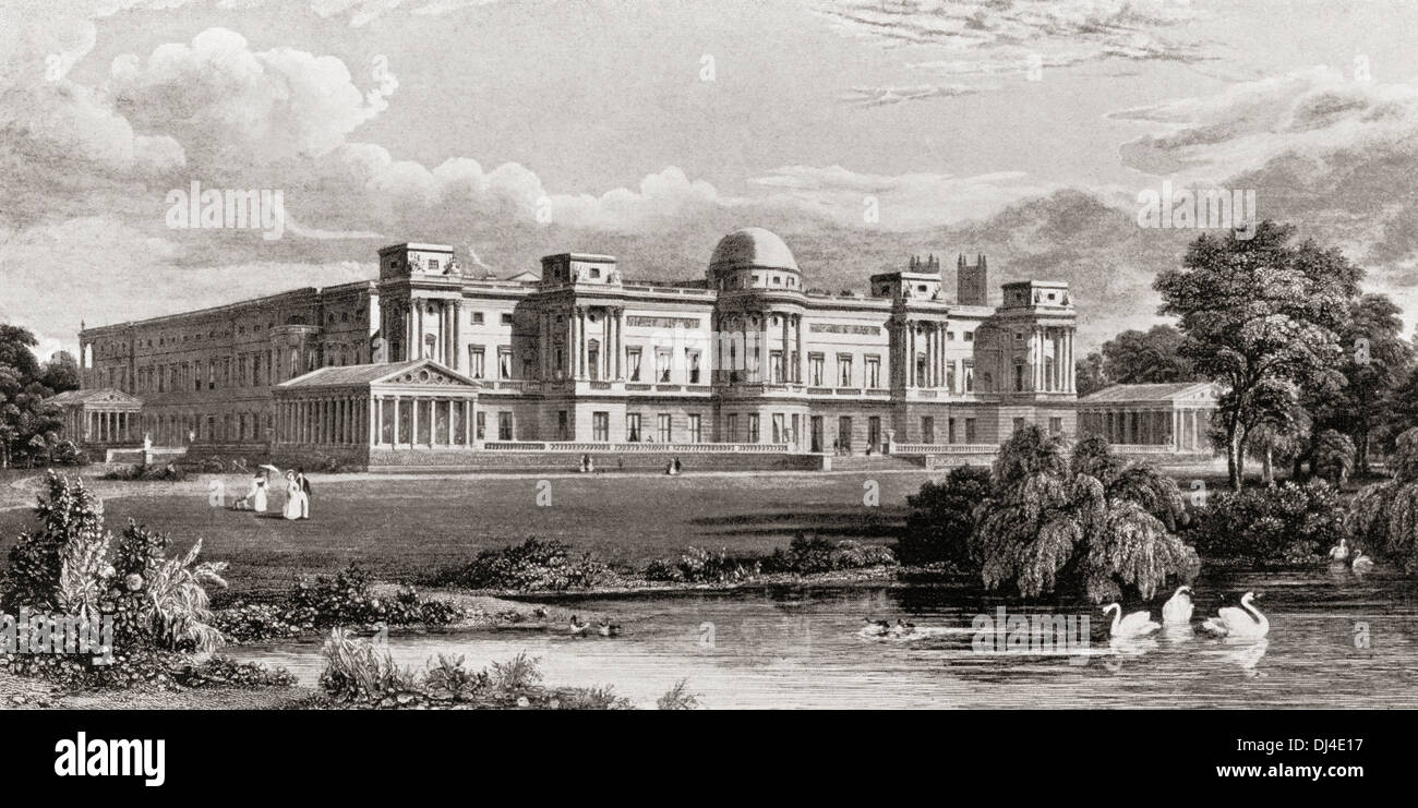 L'Ouest ou le jardin avant de le palais de Buckingham en 1831 Banque D'Images