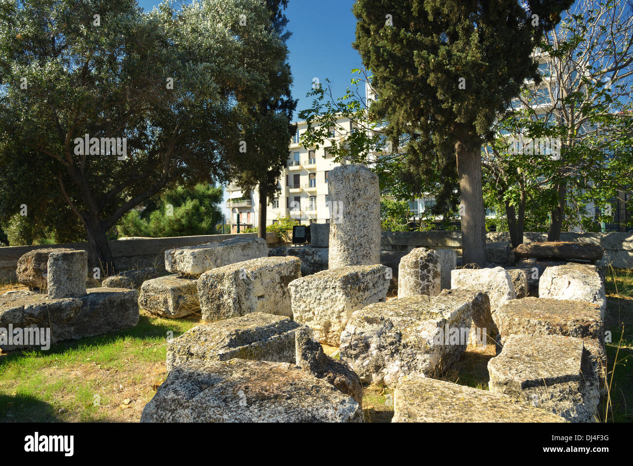 Le colossal temple de Zeus olympien d'Athènes Grèce Banque D'Images