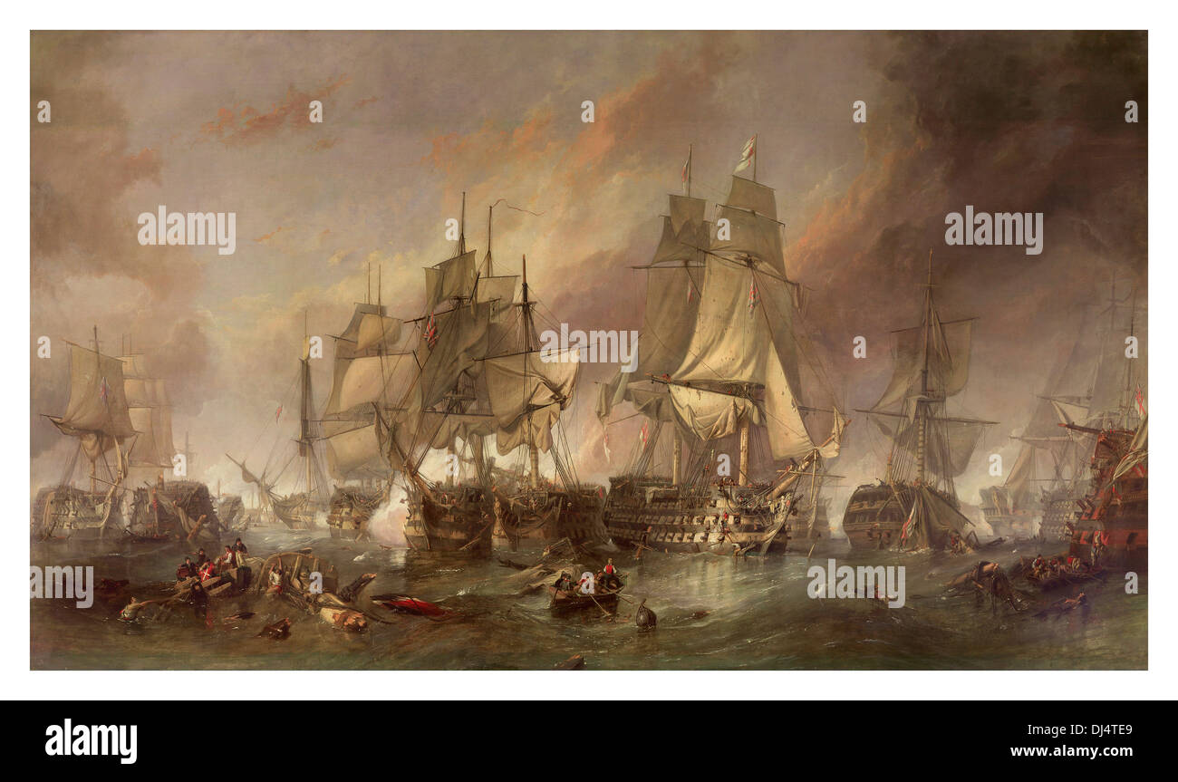 HMS Victory à la bataille de Trafalgar par artiste William Clarkson Stanfield Banque D'Images