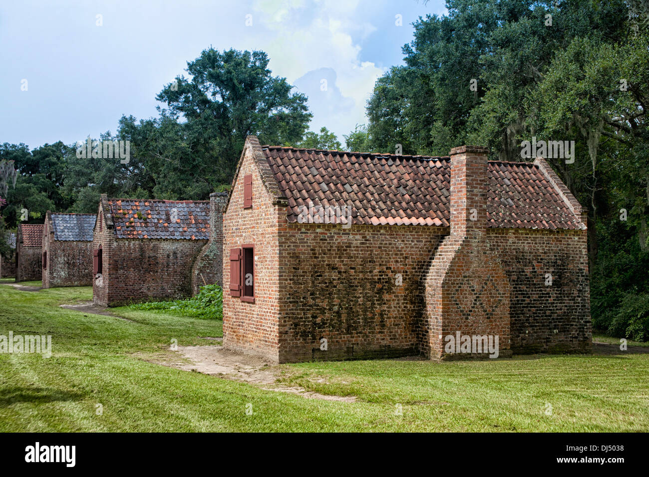 Maisons d'esclaves à Boone Hall Plantation à Charleston, Caroline du Sud Banque D'Images