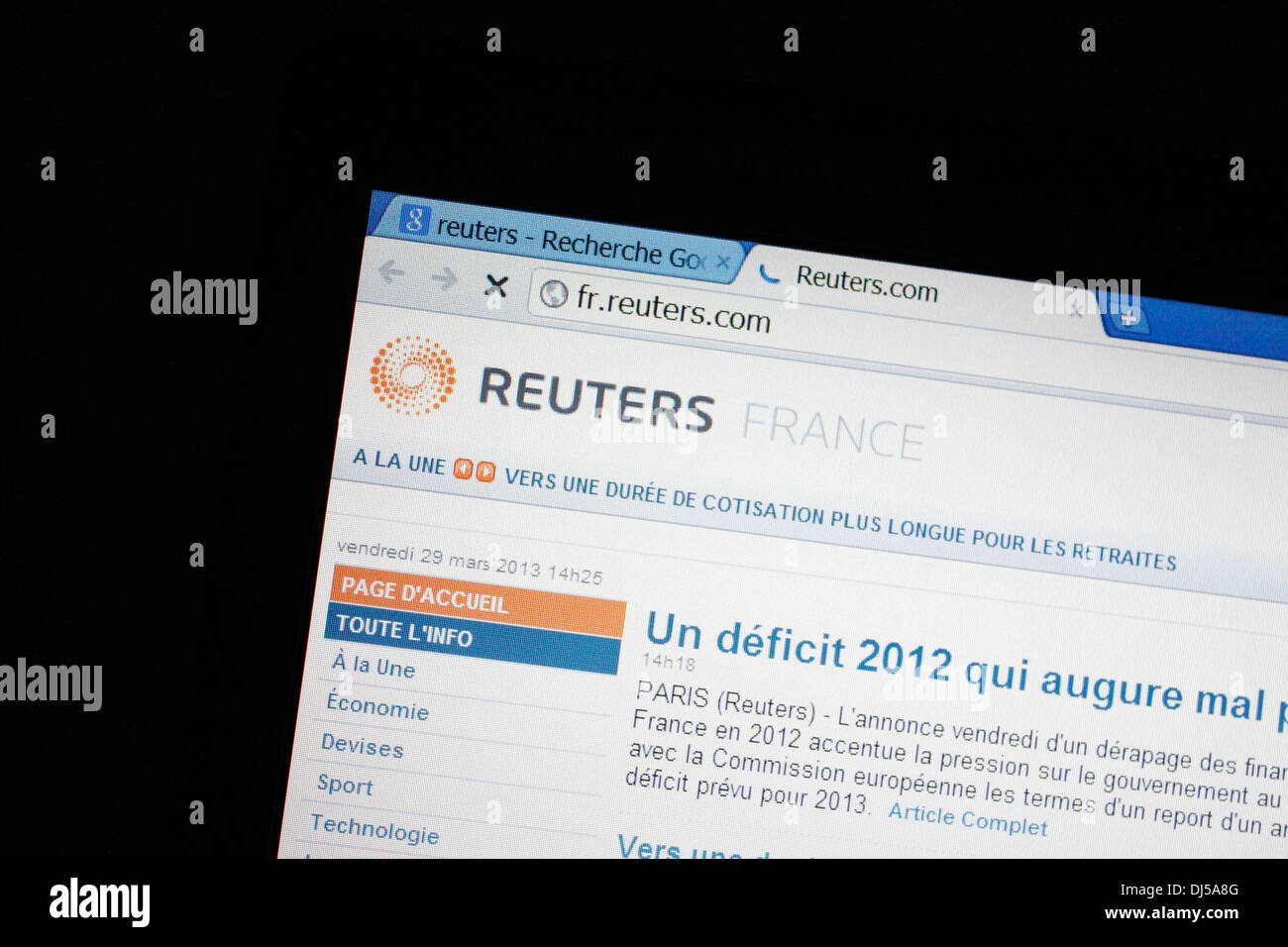Site internet de l'agence de presse britannique Reuters. Banque D'Images