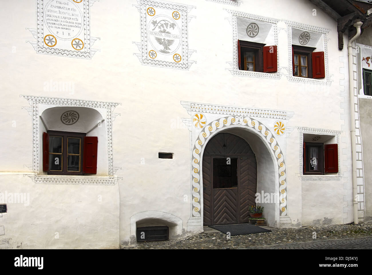 Maison de l'Engadine, Suisse Banque D'Images