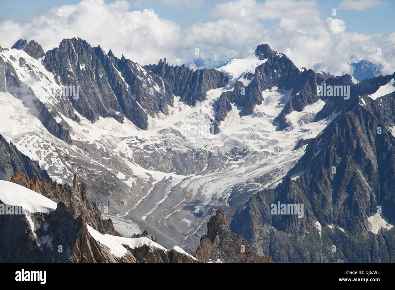 Le Glacier de Talefre dans le massif du Mont Blanc, Alpes Françaises. Banque D'Images