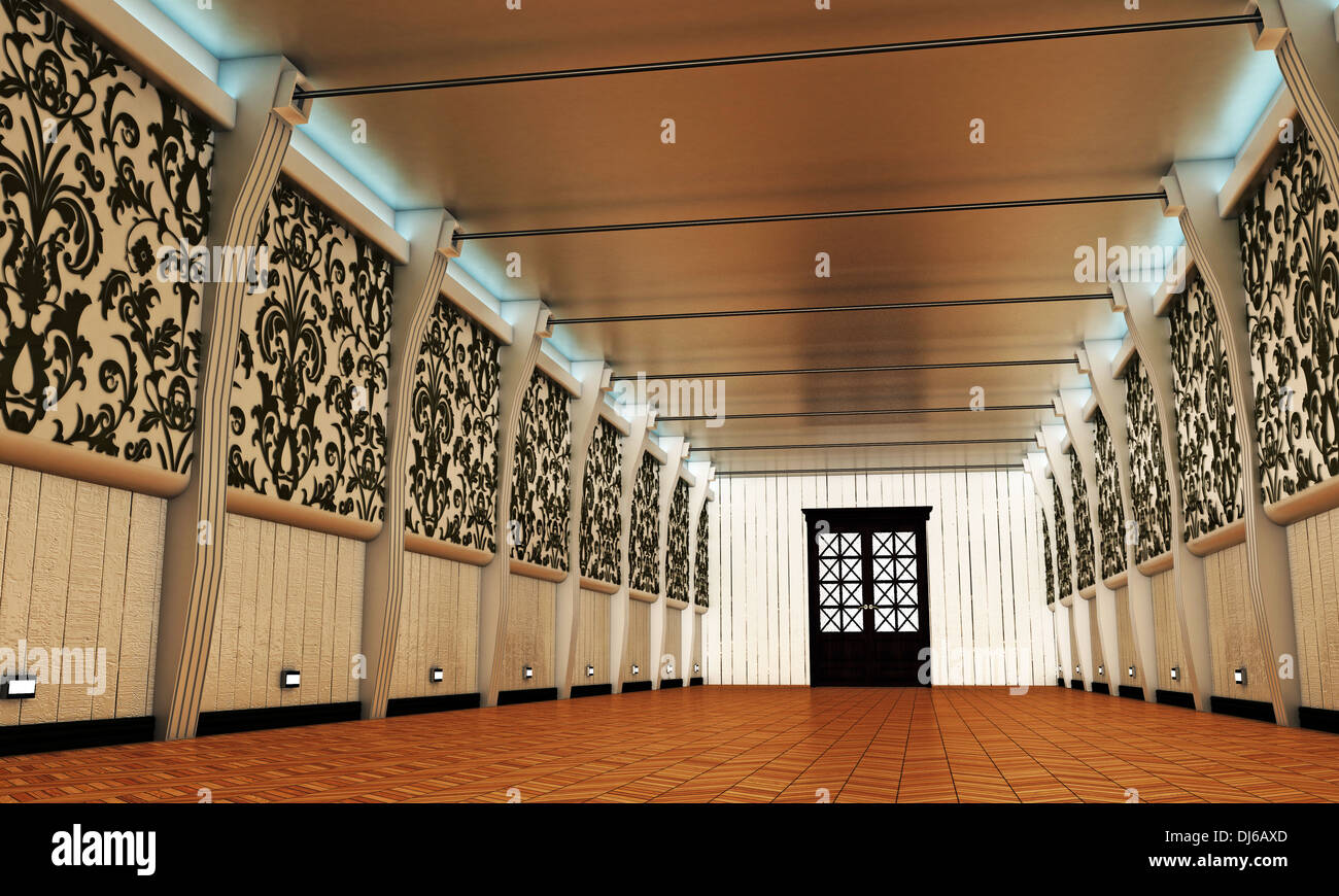 Couloir avec porte en bois ancien Banque D'Images