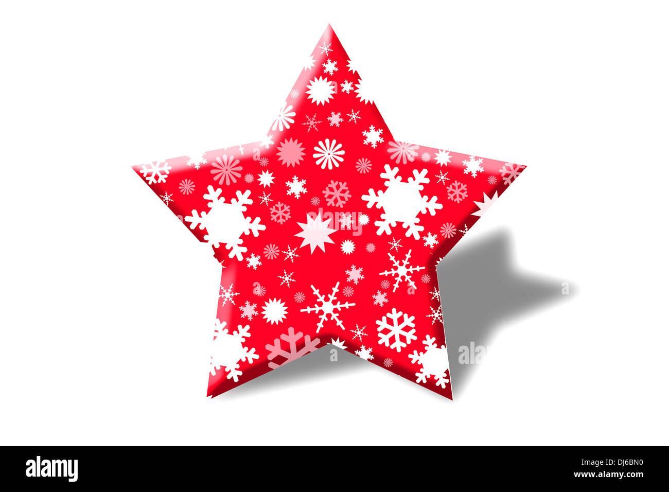 La photo Red stars avec de la neige à l'intérieur. Banque D'Images