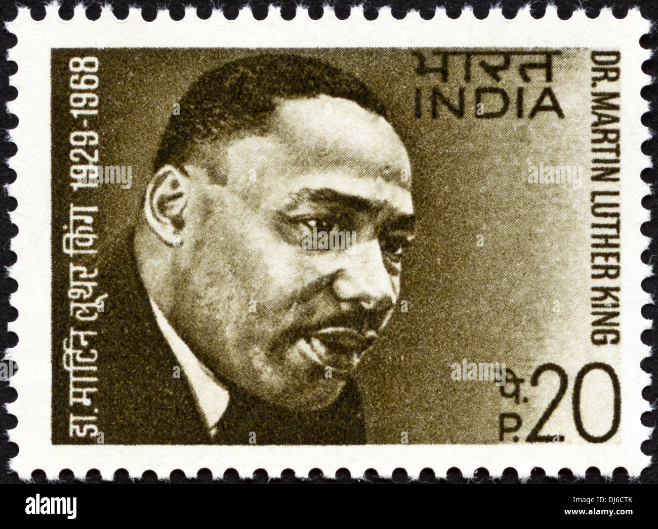 Timbre-poste Inde Le Dr Martin Luther King 1929 - 1968 en date du 1969 Banque D'Images