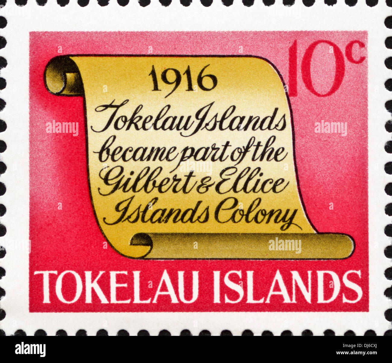 Les îles Tokélaou timbre 10c avec 1916 date importante dans l'histoire de l'île du 1969 Banque D'Images