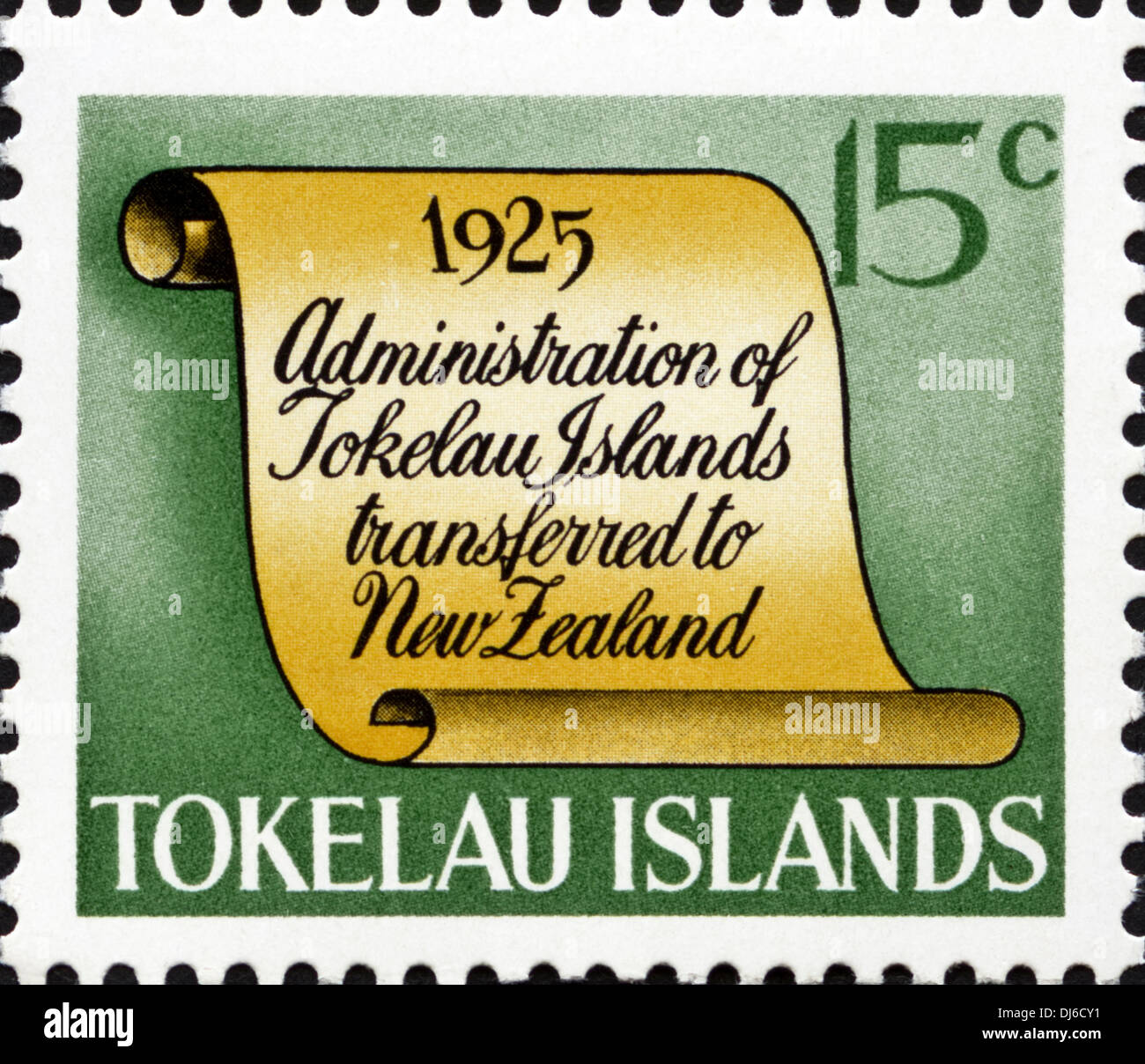 Les îles Tokélaou timbre 15c avec 1925 date importante dans l'histoire de l'île du 1969 Banque D'Images