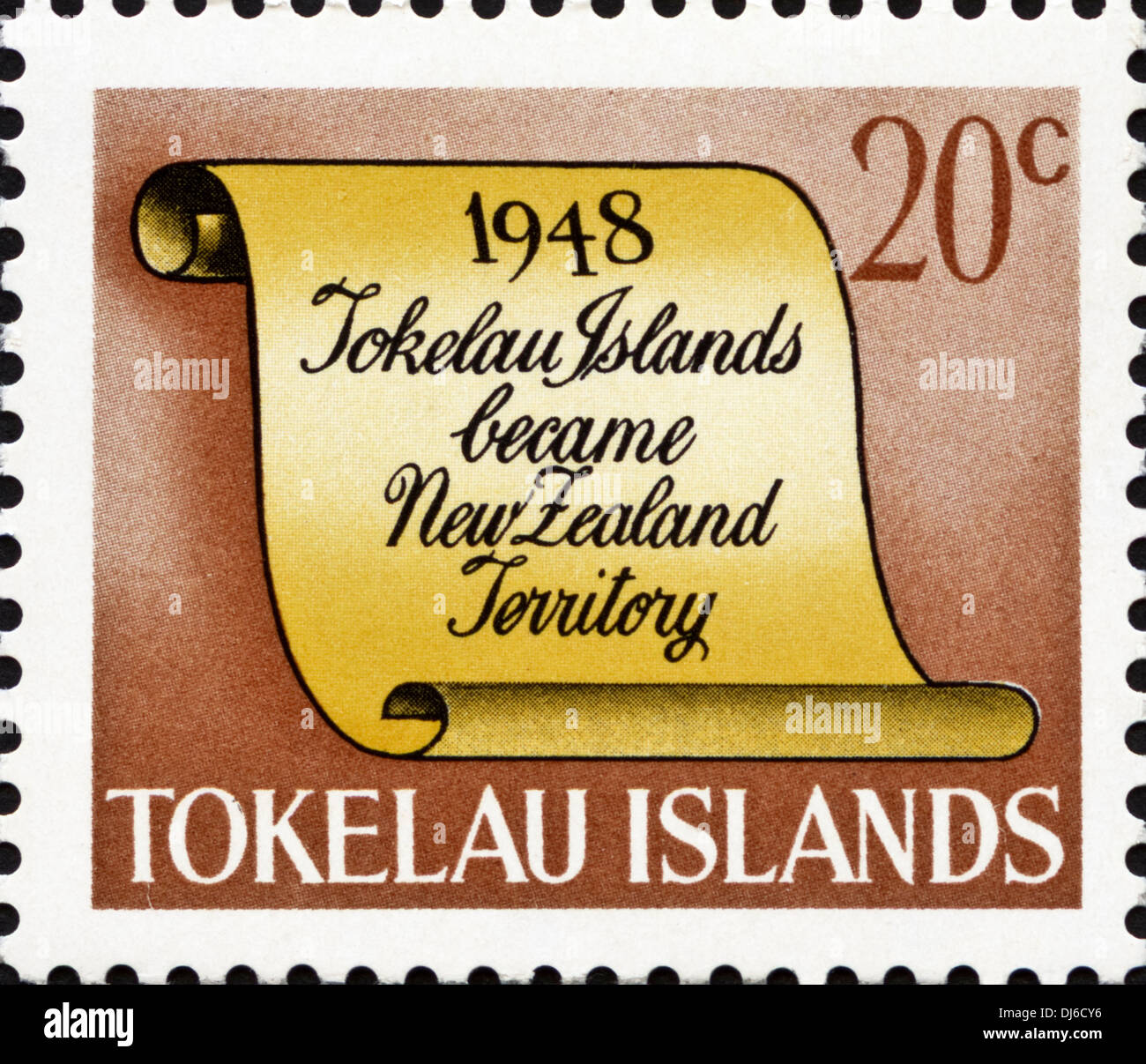 Les îles Tokélaou timbre 20c avec 1948 date importante dans l'histoire de l'île du 1969 Banque D'Images